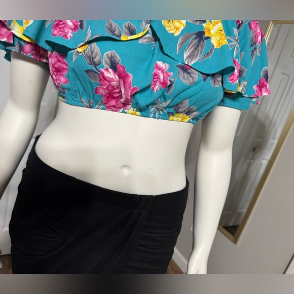 Peach Love California Floral Off-Shoulder Top - Teal and Pink Size S, M NWOT - Picture 9 of 16